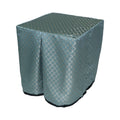 Square portable memorial display table in Beckington Mist, with a fitted fabric cover and skirt extending around all sides.
