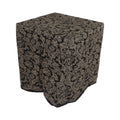 Square portable memorial display table in Kentmire Onyx, with a fitted fabric cover and skirt extending around all sides.