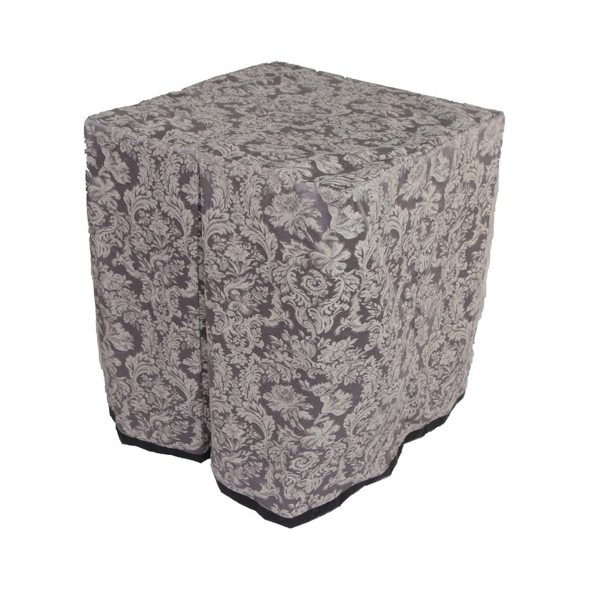 Square portable memorial display table in Kentmire Pewter, with a fitted fabric cover and skirt extending around all sides.