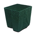 Square portable memorial display table in Stokely Hunter, with a fitted fabric cover and skirt extending around all sides.