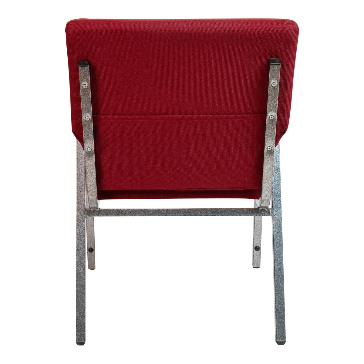 A burgundy TITAN church chair with a silver vein frame and wood accents.