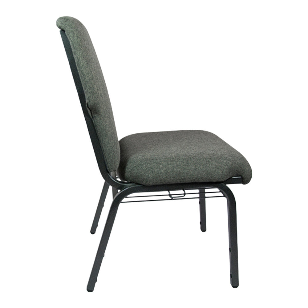 A TITAN Advantage Discount charcoal church chair with black frame.