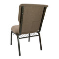 A TITAN mixed tan church chair with a brown metal frame.
