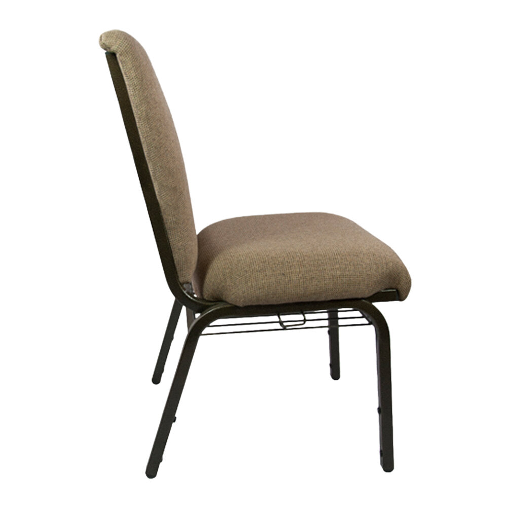 A TITAN church chair in mixed tan with a brown metal frame.