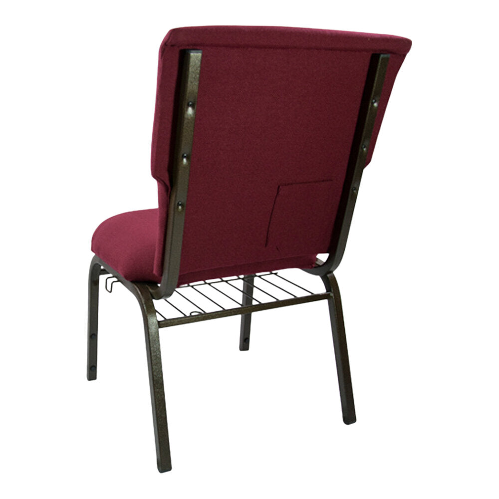 A maroon TITAN church chair with a black metal frame.