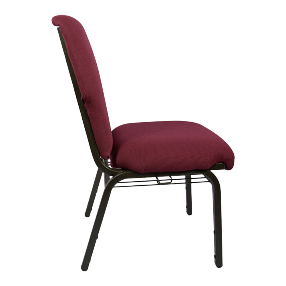 A maroon TITAN church chair with black metal legs.