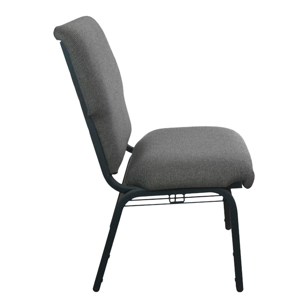 A gray TITAN church chair with a black frame.