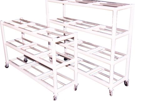 Side load 3 body mortuary storage rack with casters for walk-in coolers