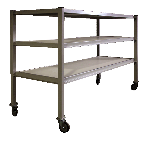 3-tier stainless steel mortuary body storage rack with heavy duty casters