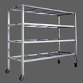 4-tier mortuary body storage rack with heavy duty casters