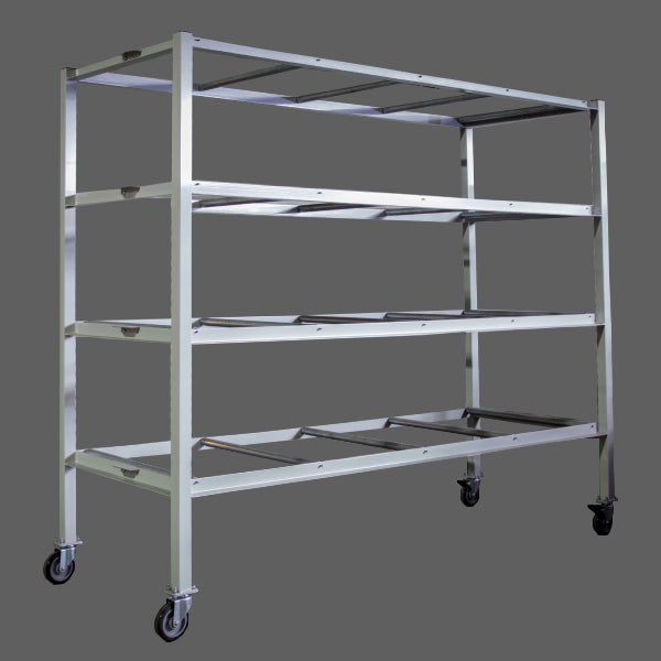 4-tier mortuary body storage rack with heavy duty casters