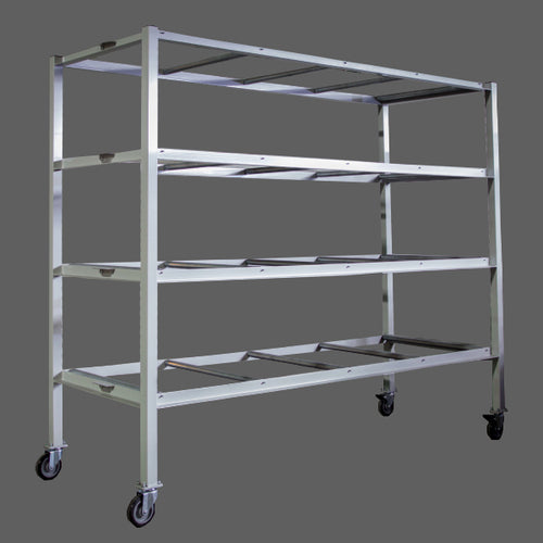 4-tier mortuary body storage rack with heavy duty casters