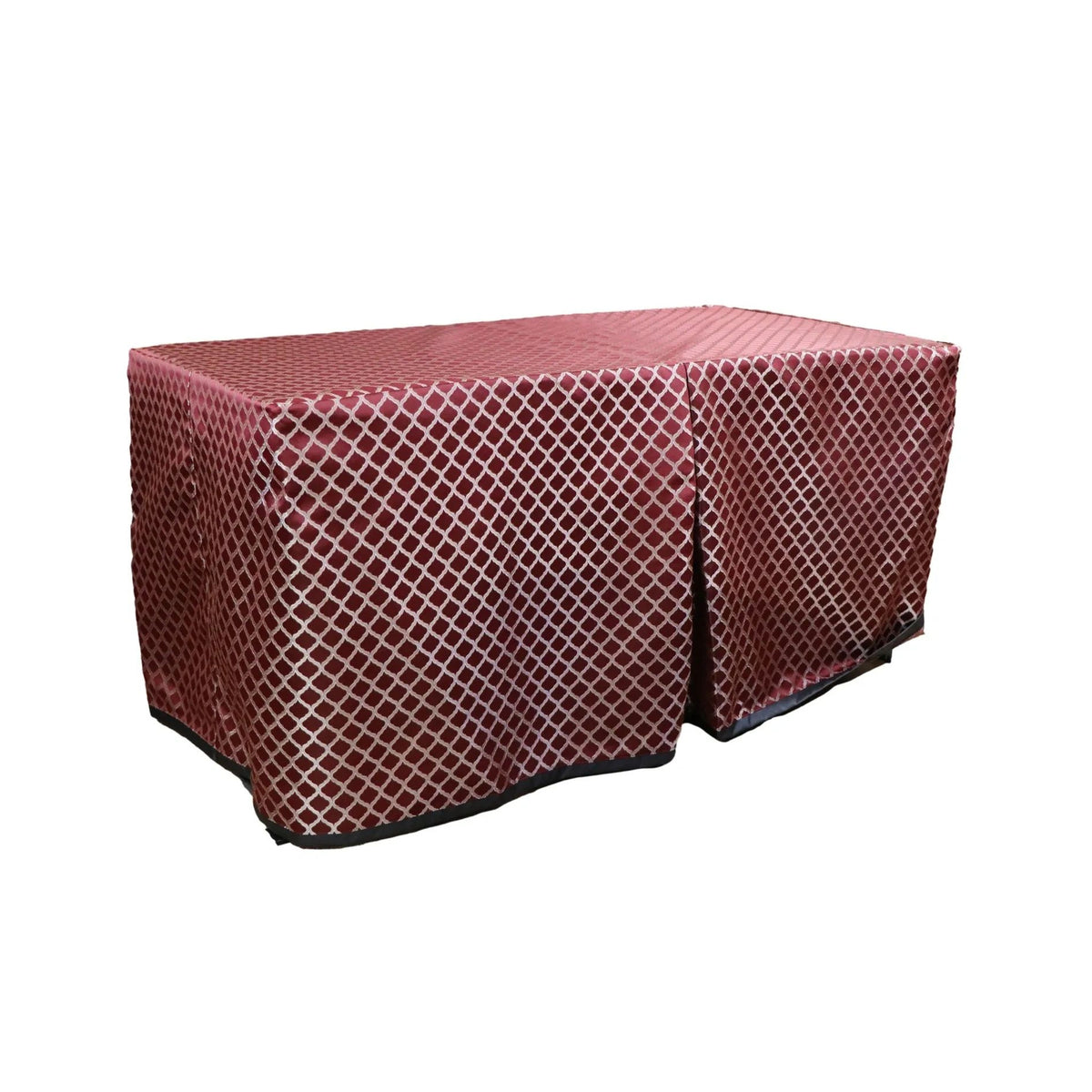 Beckington Brick cover fitted over a rectangular folding table, with a full-length skirt and overlapping front panels.