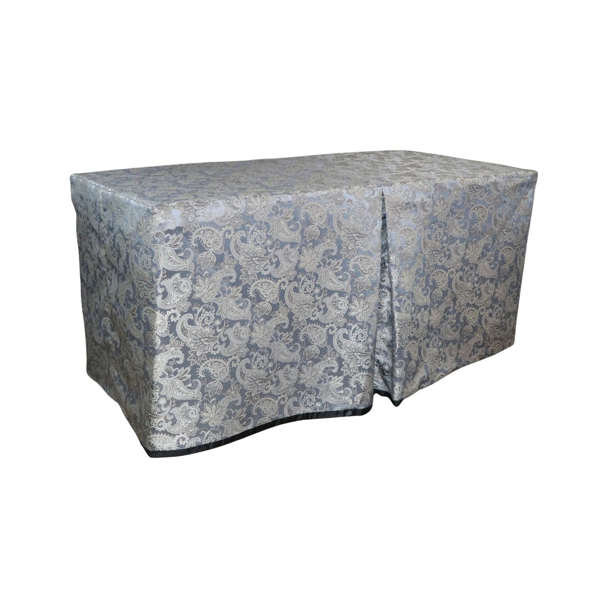 Cresswell Granite cover fitted over a rectangular folding table, with a full-length skirt and overlapping front panels.