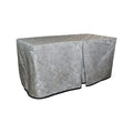 Cresswell Silver cover fitted over a rectangular folding table, with a full-length skirt and overlapping front panels.