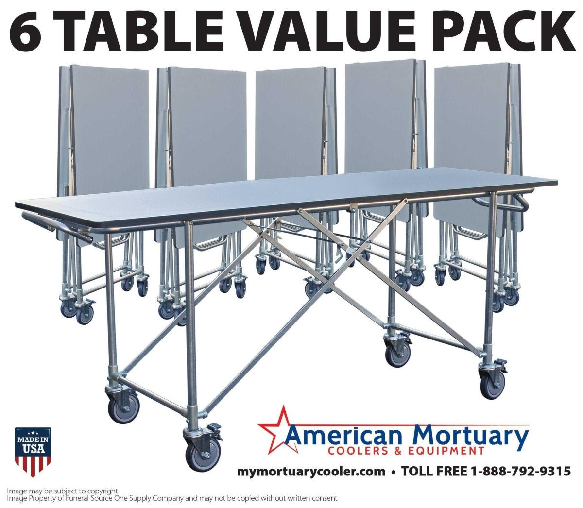 TITAN 6-Pack Folding Mortuary Dressing Tables — detail 6