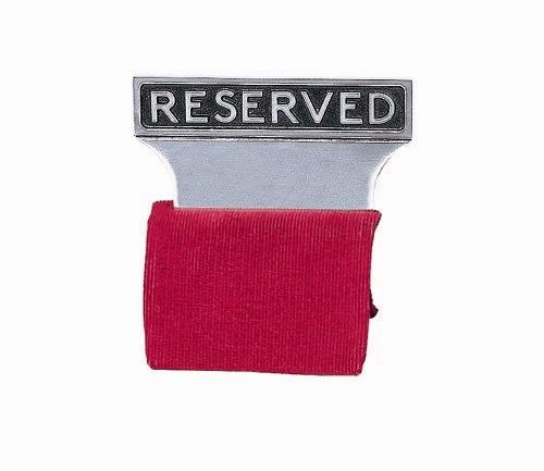 Aluminum "Reserved" Seat Signs shown on a white background