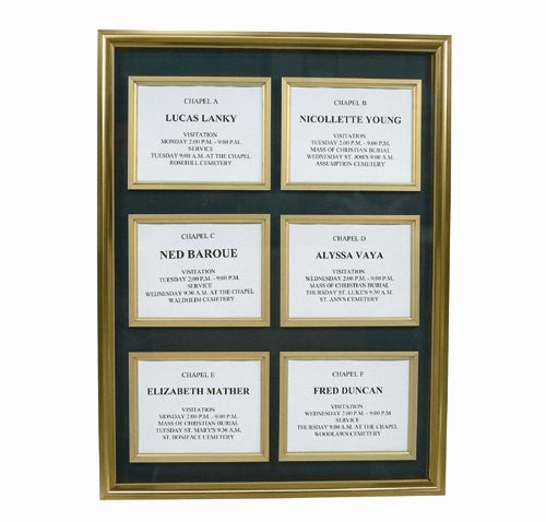 Six Panel Wall Directory with Over Door