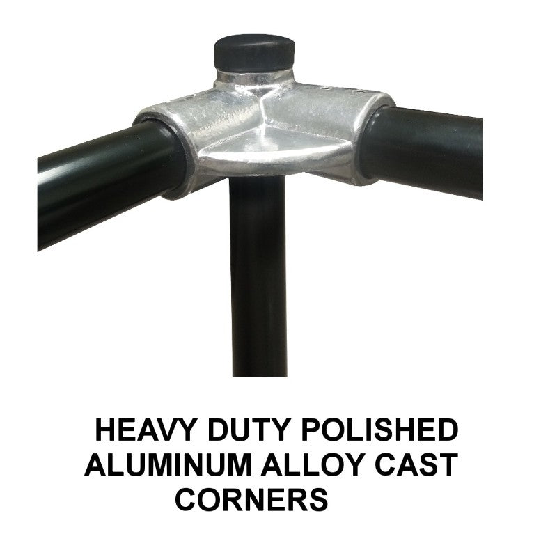 TITAN casket utility trolley polished alloy corner detail on white background