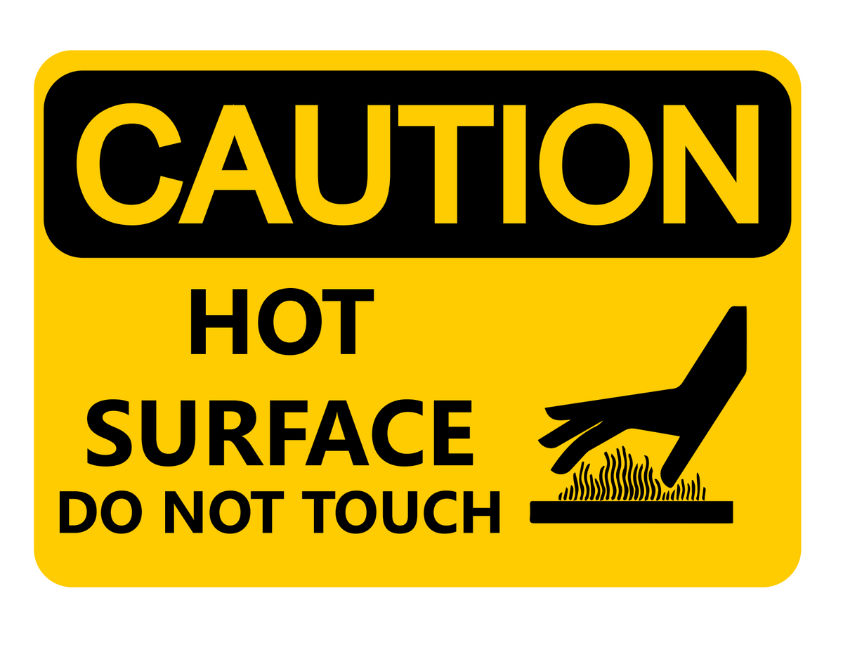 CAUTION hot surface do not touch crematory safety sign