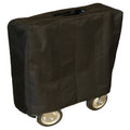 Black fitted storage cover for a folded church truck