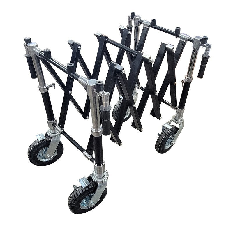 Black large-caster cemetery church truck with pneumatic tires