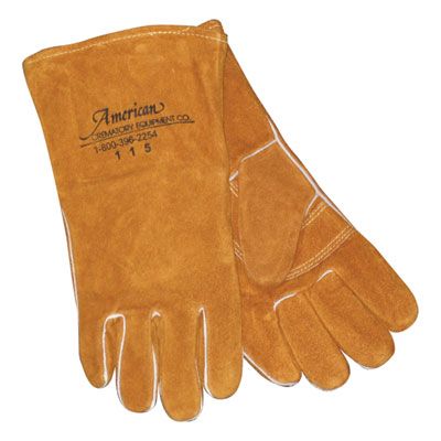 14 inch heat resistant leather crematory gloves for crematory operators