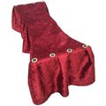 Burgundy crushed velvet church truck drape installed front view