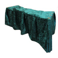 Green crushed velvet church truck drape installed front view
