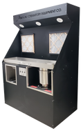 Deluxe cremains processing station with personalized light bar in black powder coat