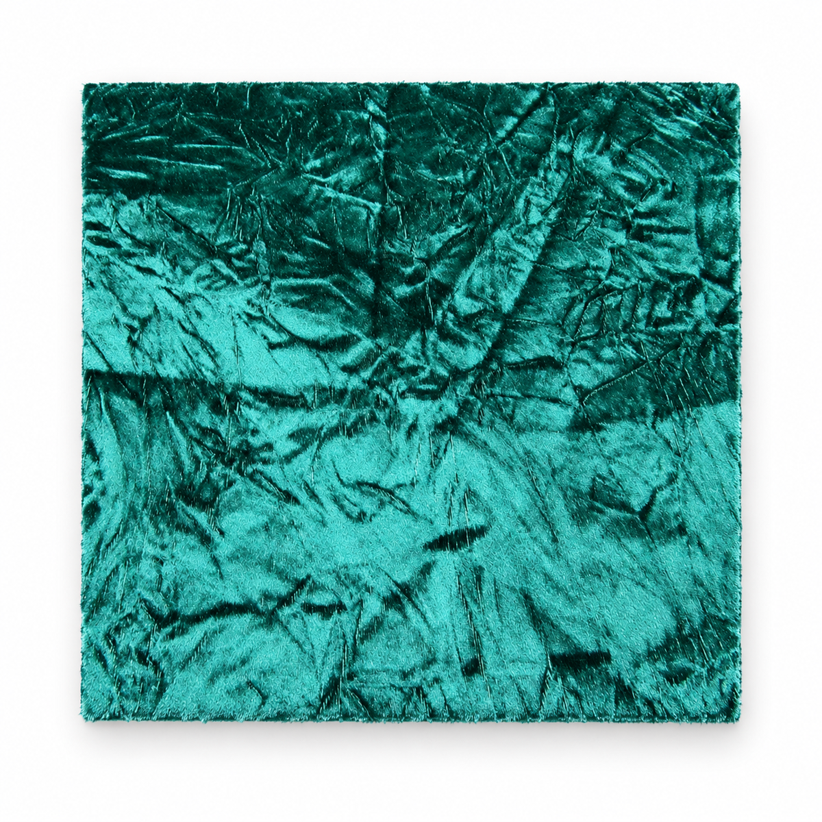 TITAN green crushed velvet church truck drape fabric swatch on pure white background