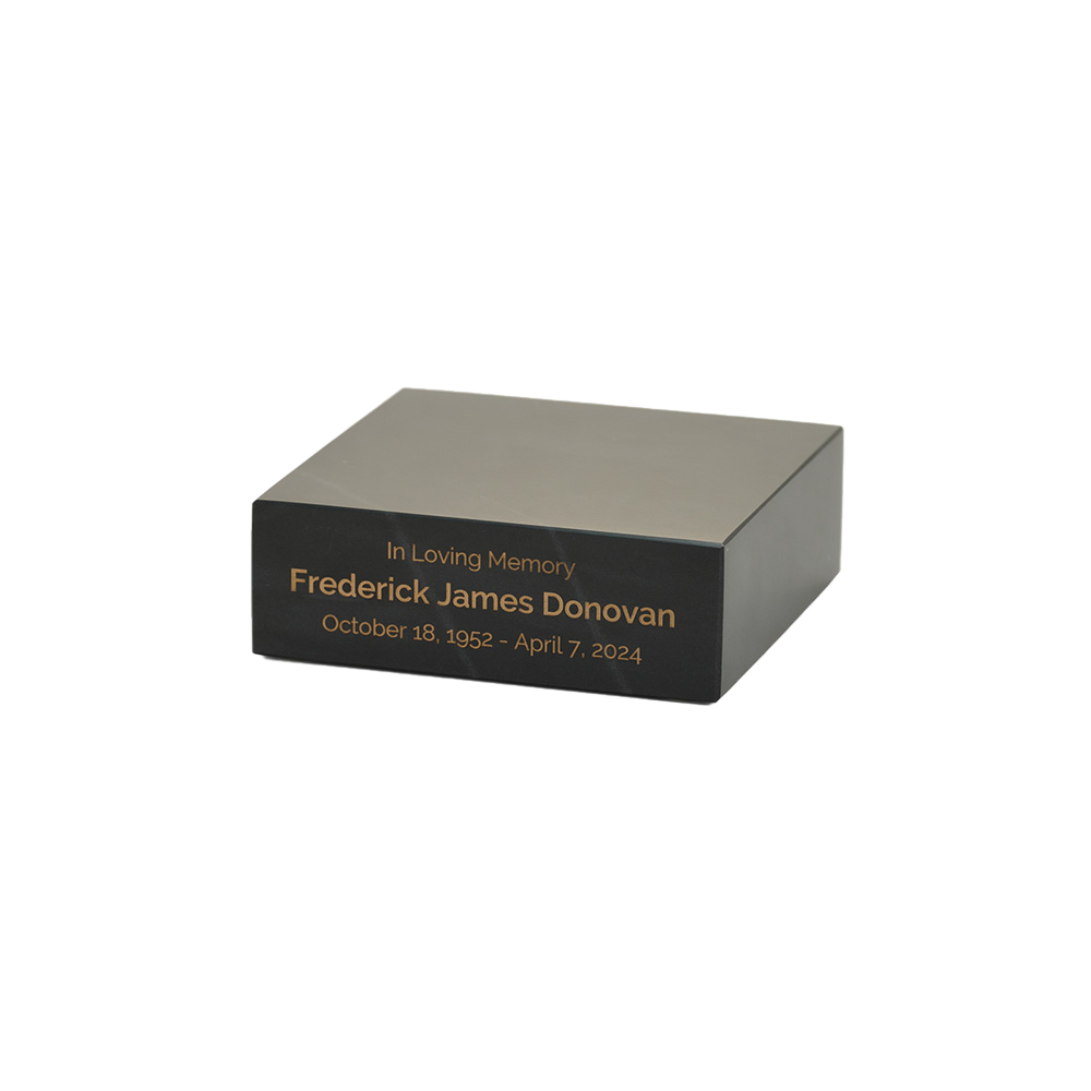 Marble Base – gold engraving – wholesale urn accessory for funeral homes