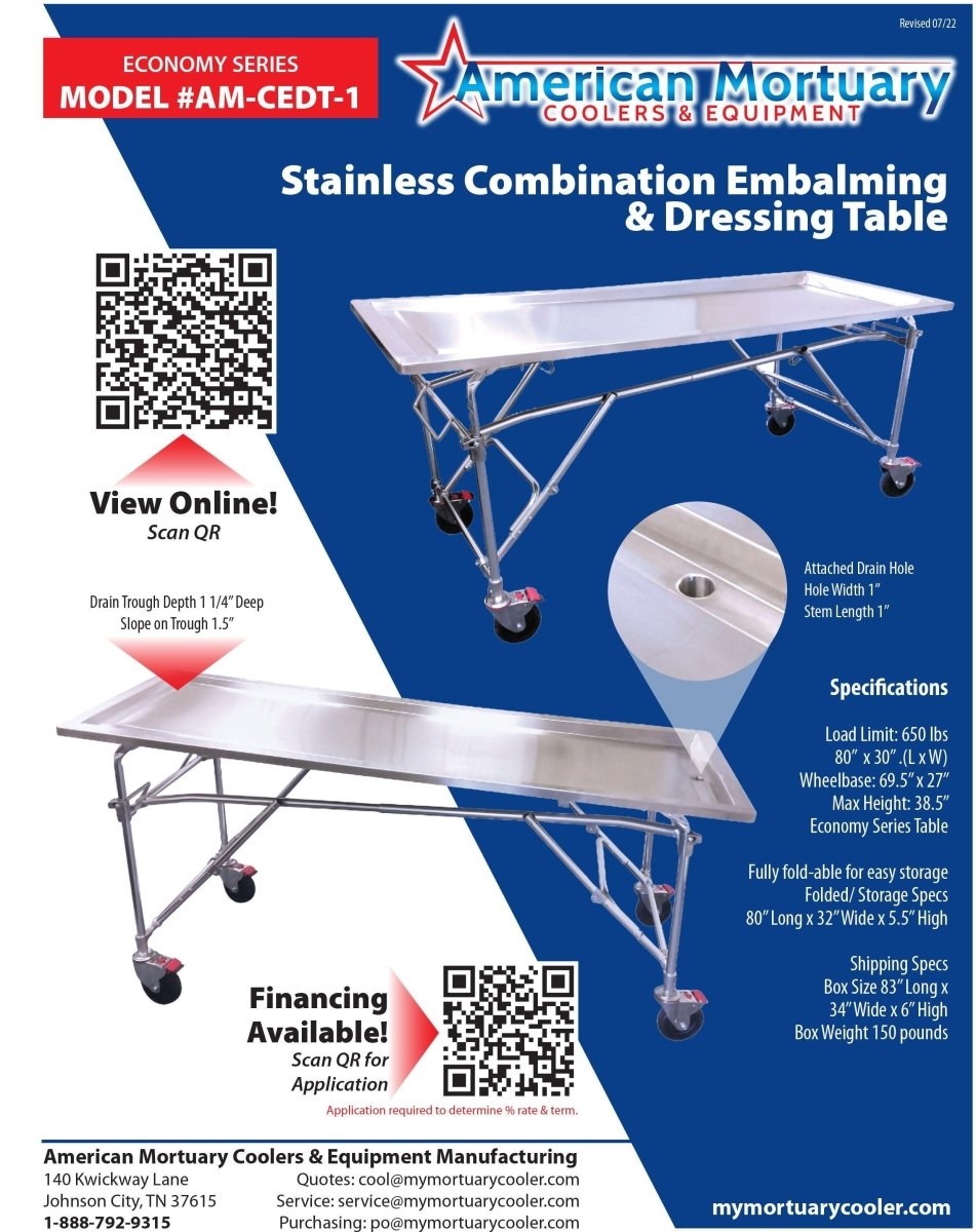 TITAN Economy Multi-Height Folding Embalming Table — detail 3