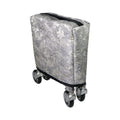 Padded church truck storage cover in Cresswell Porcelain, wrapped around a folded church truck with its wheels visible below.
