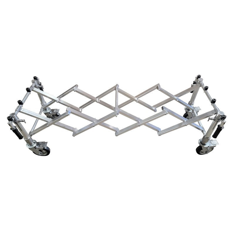 Silver folding church truck folded storage view