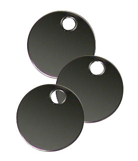 Stainless steel cremation identification discs with stamped numbers