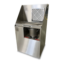 Ventless cremated remains processing station with built-in fan and filter