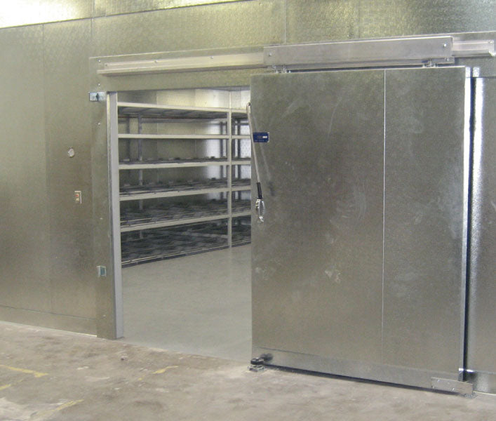 Walk-in mortuary cooler system for funeral homes and crematories