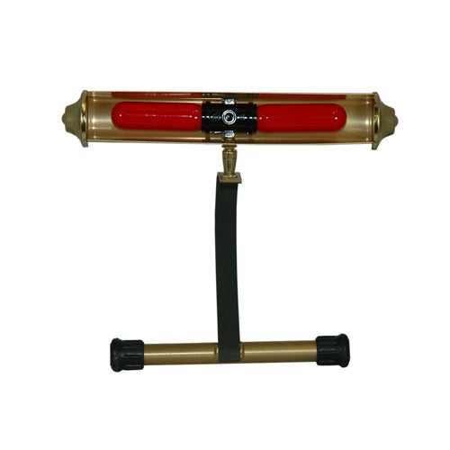 Reverse view of the brass casket facial lamp showing two colored bulbs on a white background