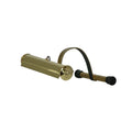 Brass casket facial lamp with hanging supports and power cord on a white background