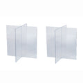 Clear acrylic casket display supports shown on a white background