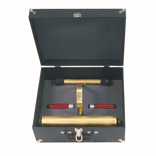 Hard carrying case for a casket facial lamp, shown with demonstration contents